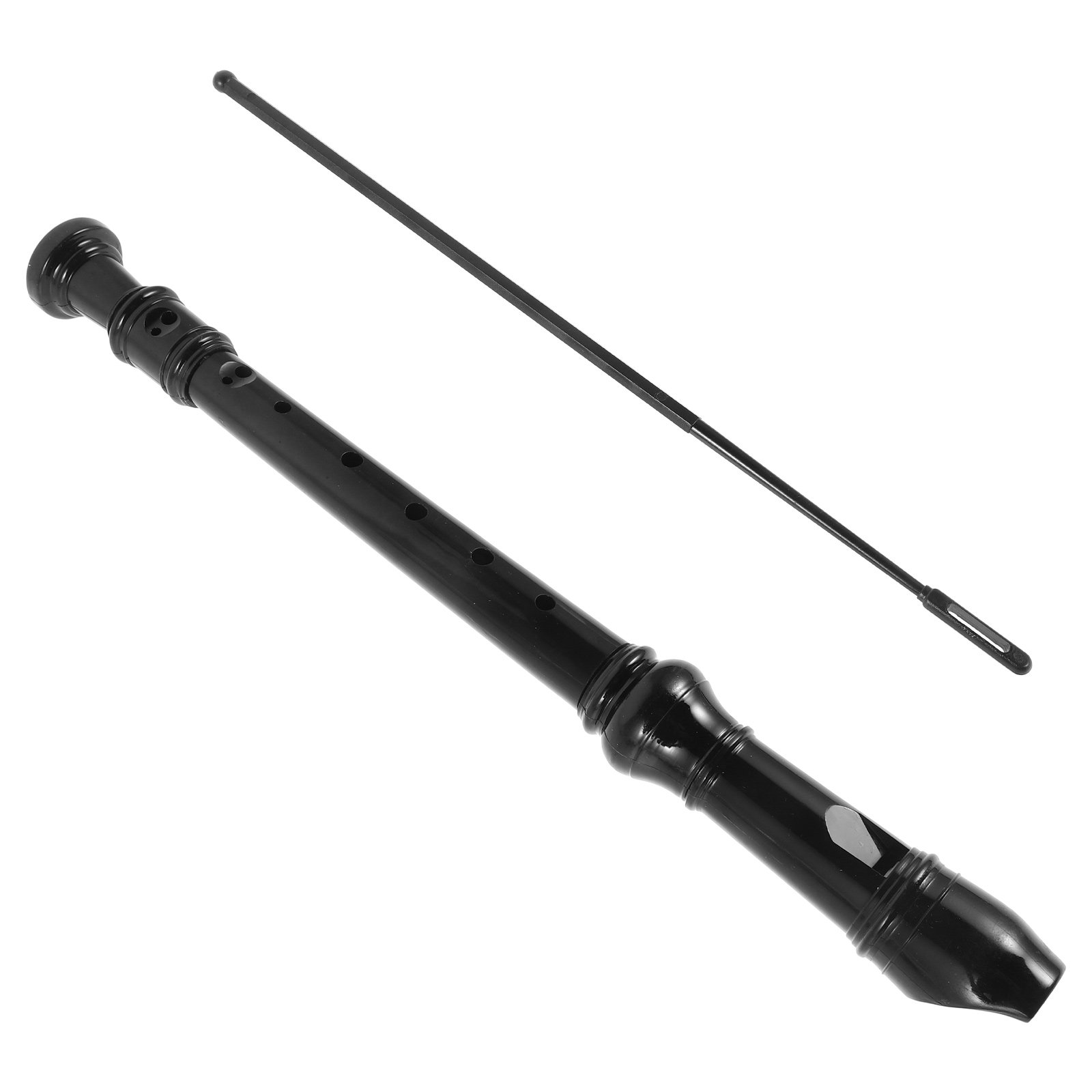 Soprano Recorder Plastic - 黒色の透明な8孔ソプラノリコーダー。ABS樹脂製で、子供向けの初心者用楽器。学校や家庭での音楽教育に最適。