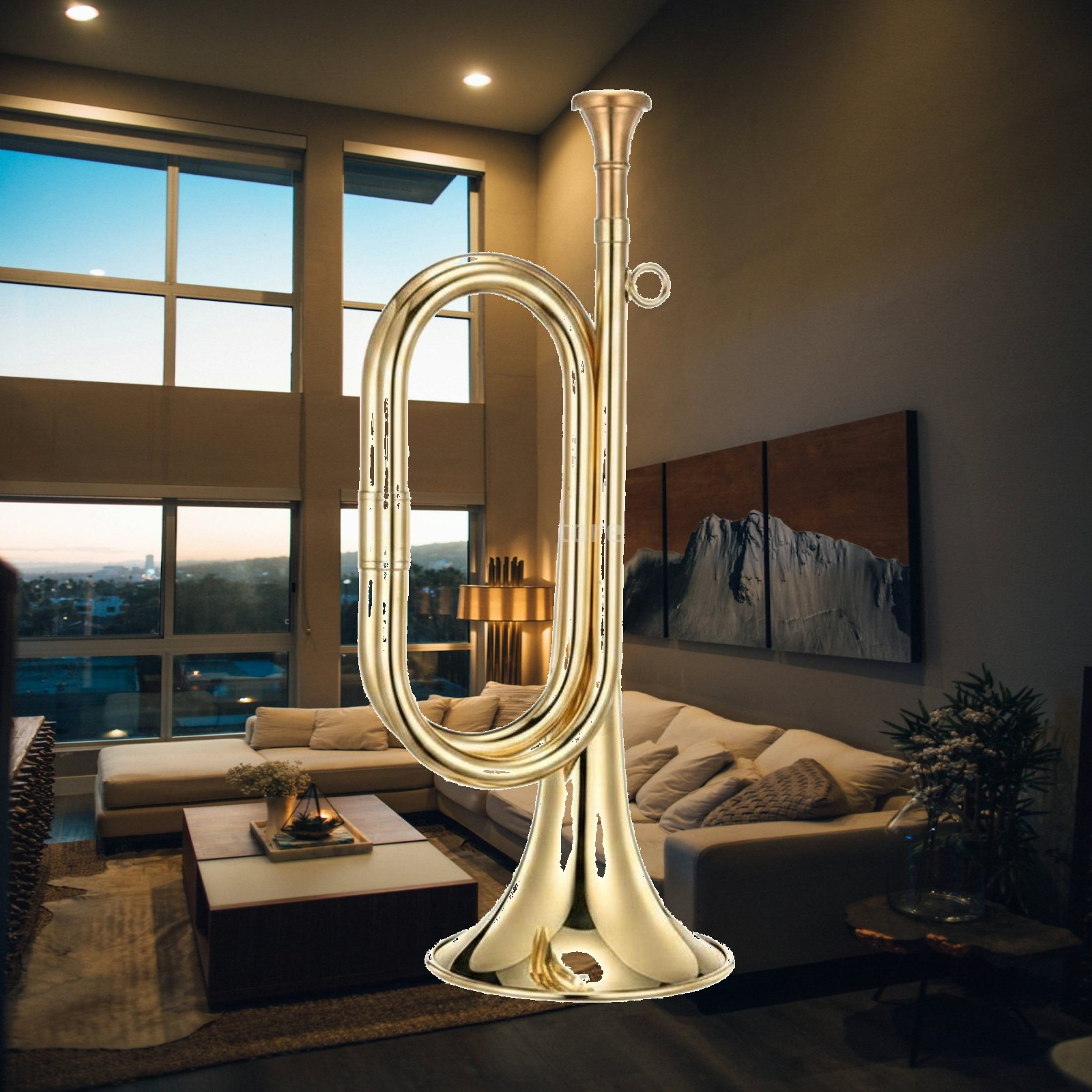 Musical Instrument Bugle - 真鍮製のポータブル軍楽用ホーン、軽量真鍮トランペット、学校バンド用楽器