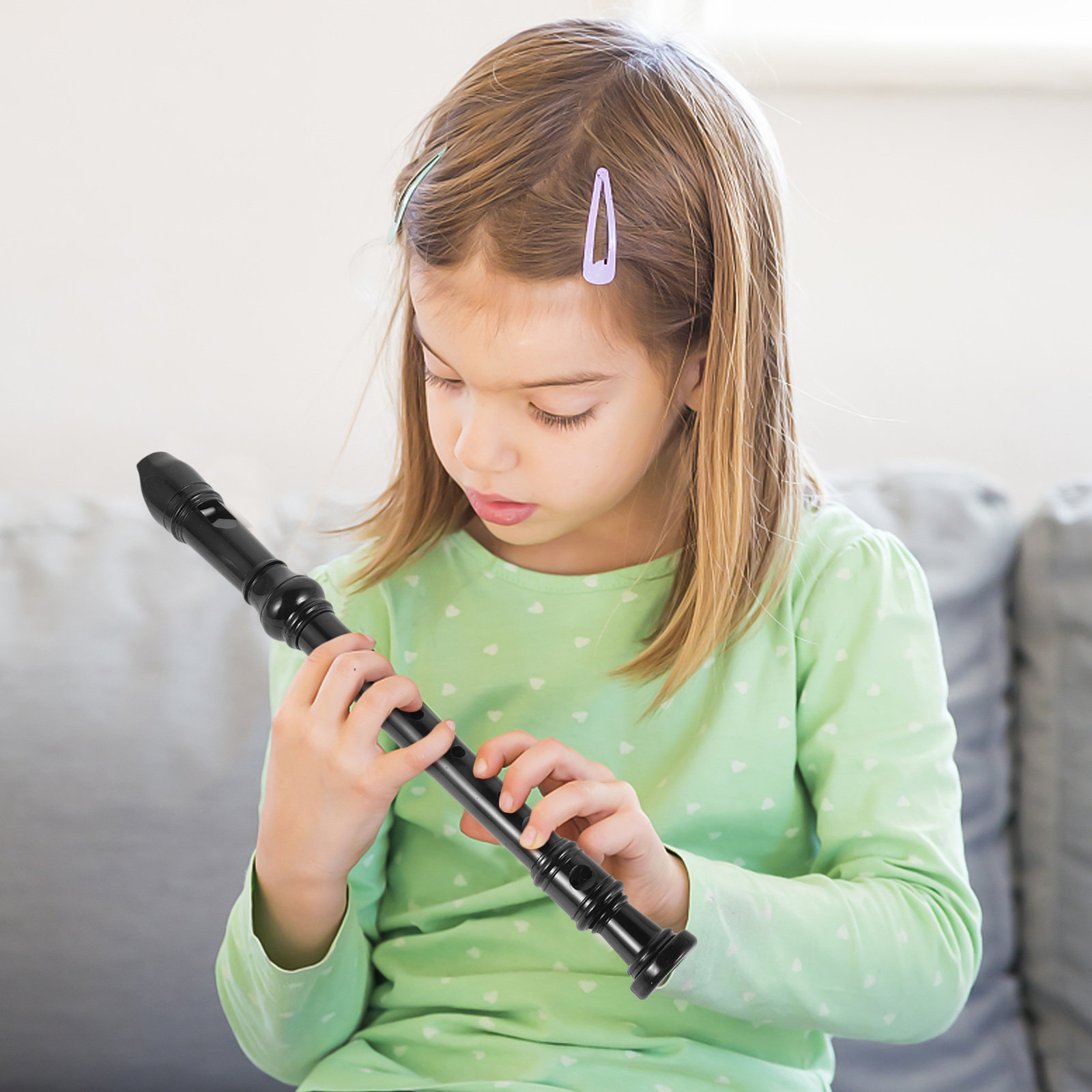 黒色の透明な8孔ソプラノリコーダー。ABS樹脂製で、子供向け - Soprano Recorder Plastic のレビューと価格